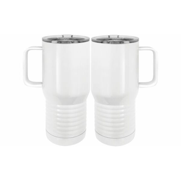 20 oz. Insulated Stainless White Travel Mug w/Slider Lid Thumbnail