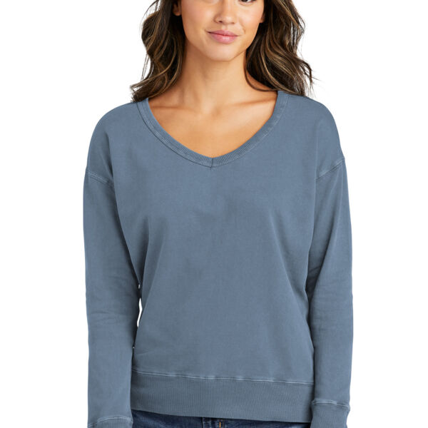 Ladies Beach Wash ® Garment Dyed V Neck Sweatshirt Thumbnail