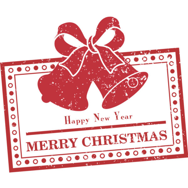 Merry Christmas Happy New Year Bells Stamp 1 Thumbnail